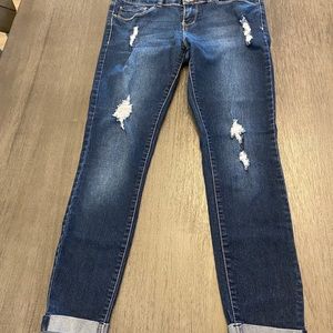 Ripped Skinny Jeans with Cuffed Legs